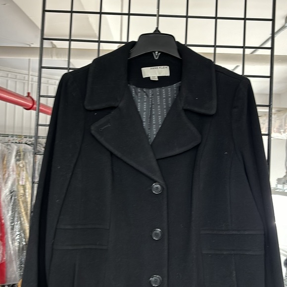 NWT,Anne Klein Single-Breasted Walker Coat,black - Picture 5 of 17